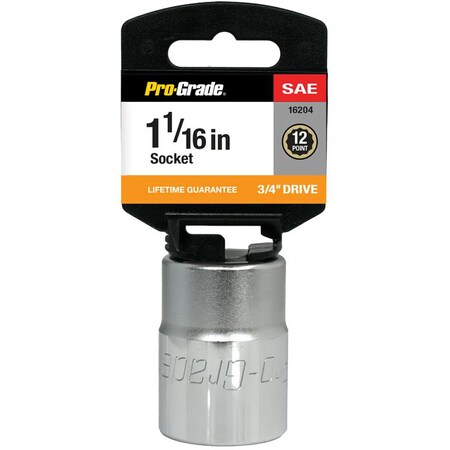 Pro-Grade Tools 3/4" Dr. 12 Pt. 1 1/16" Socket 16204